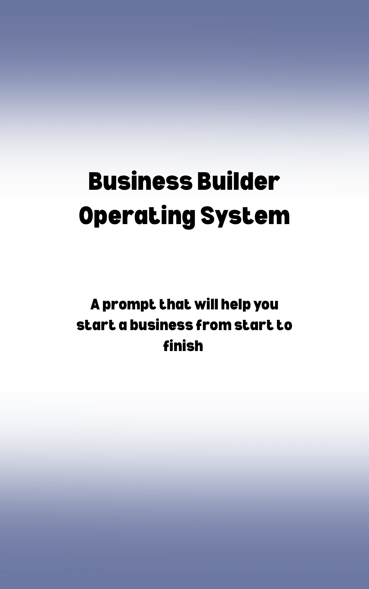 Business Builder Operating System